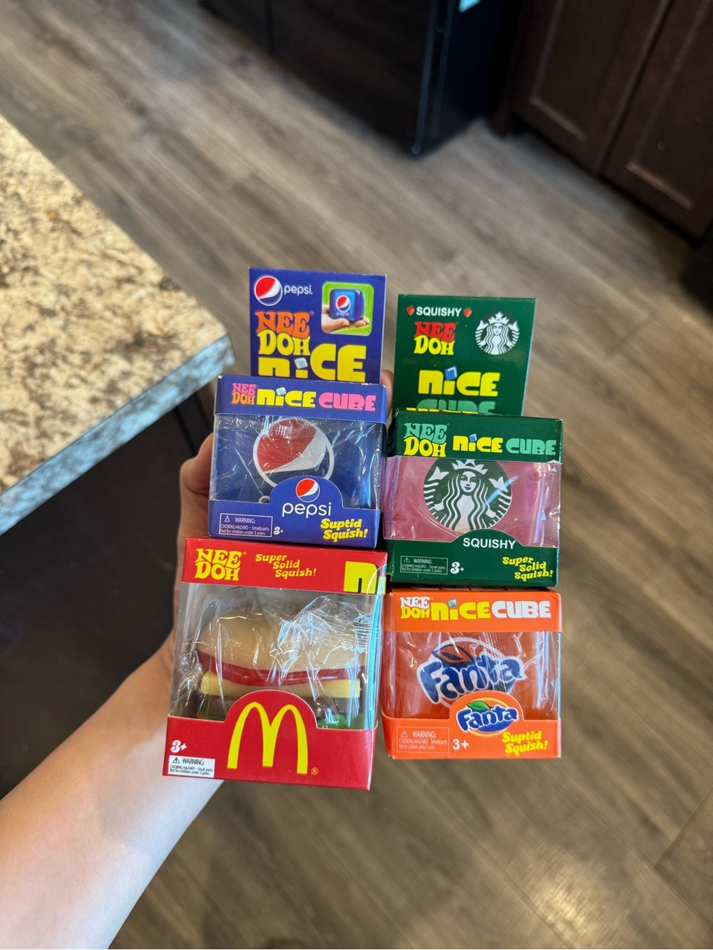 Needoh Squishy Collectible Set — Pepsi, Starbucks, McDonald's, Fanta Nice Cubes.